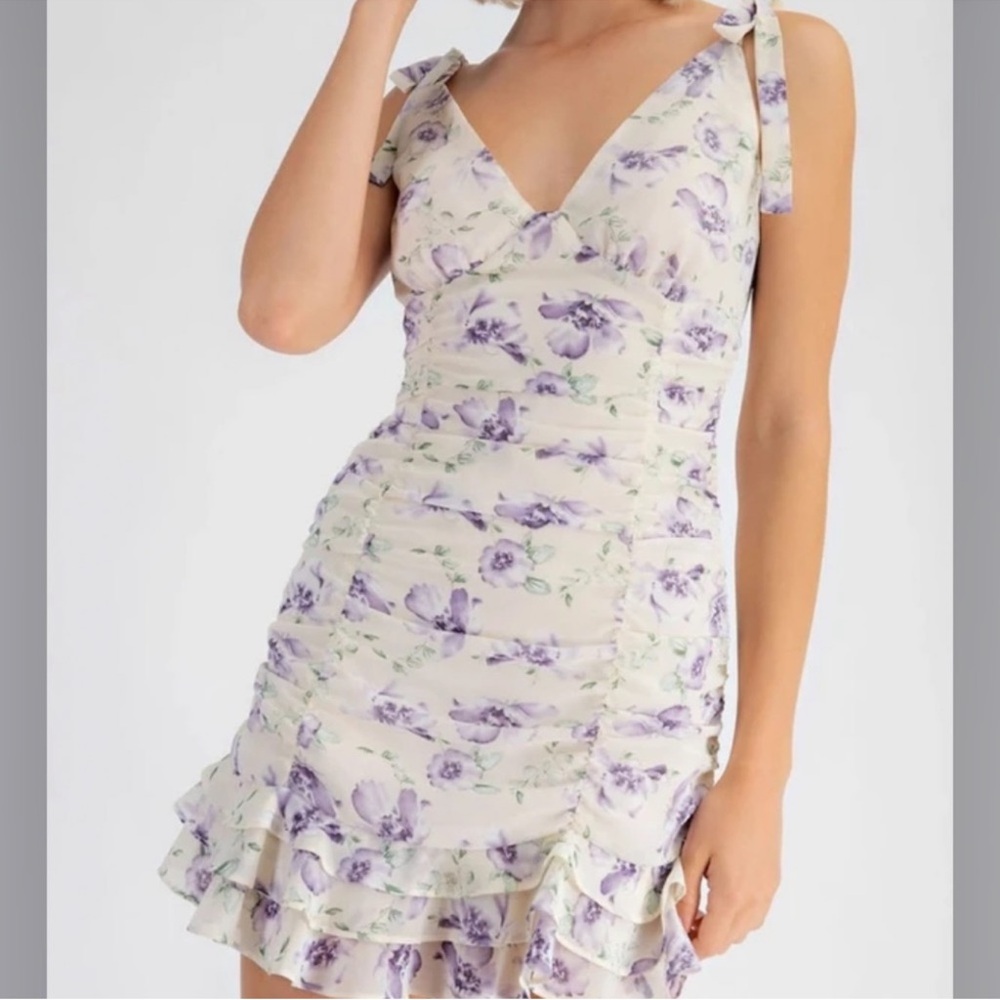 Elegant Purple Floral Mini Dress